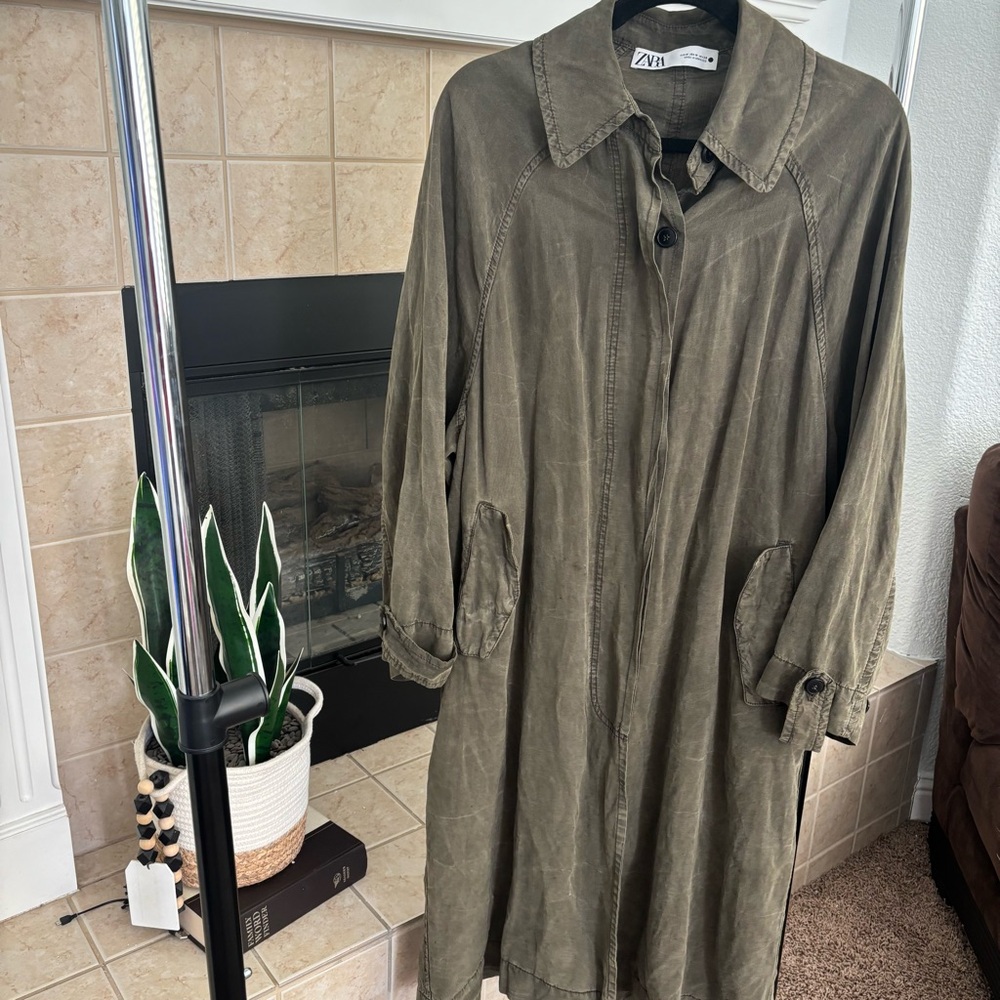 Zara Khaki long Jacket